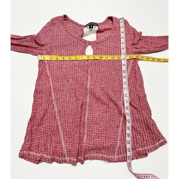 Almost Famous Knit Scoop Neck Long Sleeve Top Heather Reddish Pink Size Medium - Picture 10 of 13